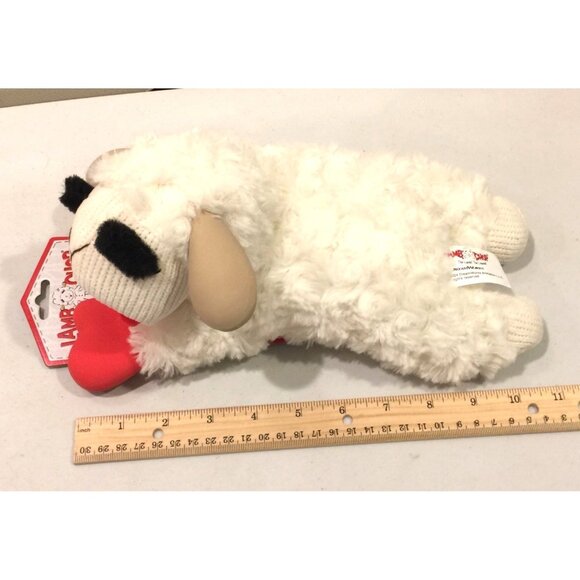 Lamb Chop Holiday Knit Face Soft PlasticEars Front Paws Hat 11" Plush Squeak Dog - Picture 3 of 4